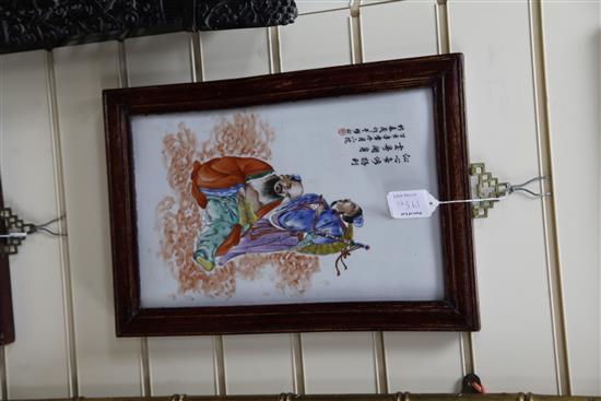 Two Chinese famille rose porcelain plaques, 20th century, 37cm x 24cm